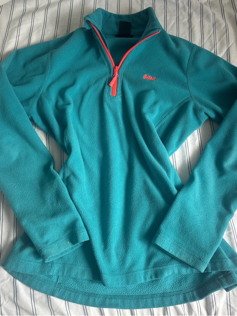 Helly Hansen Teal Quarter-Zip Fleece with Coral Trim
